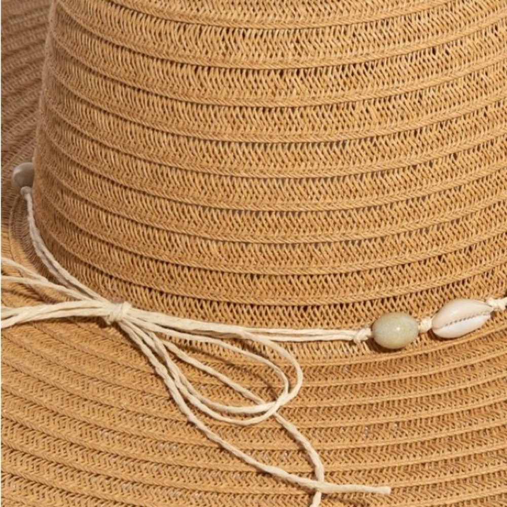 Fame Shell Beaded Wide Brim Straw Hat - Picture 2 of 6